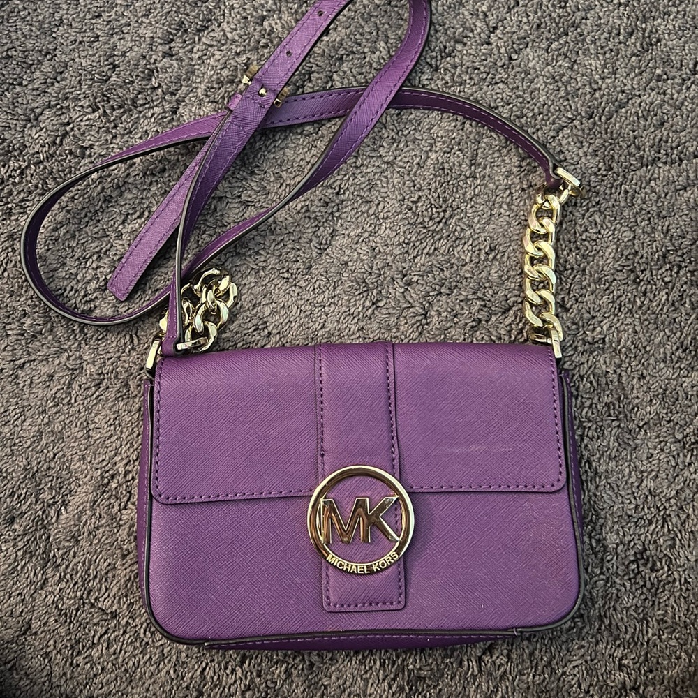 Michael Kors Purple Crossbody Bag with Gold Chain